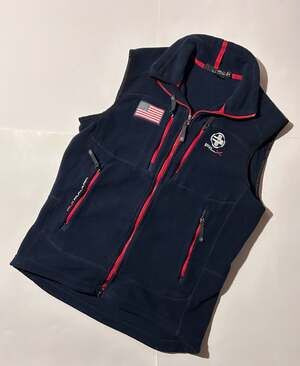 RLX Ralph Lauren USA Flag Embroidered Full-Zip Fleece Vest
